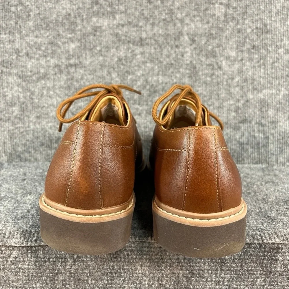 Hush Puppies Bounce Mens Brown Leather Plain Toe Oxford Dress Shoes 10.5